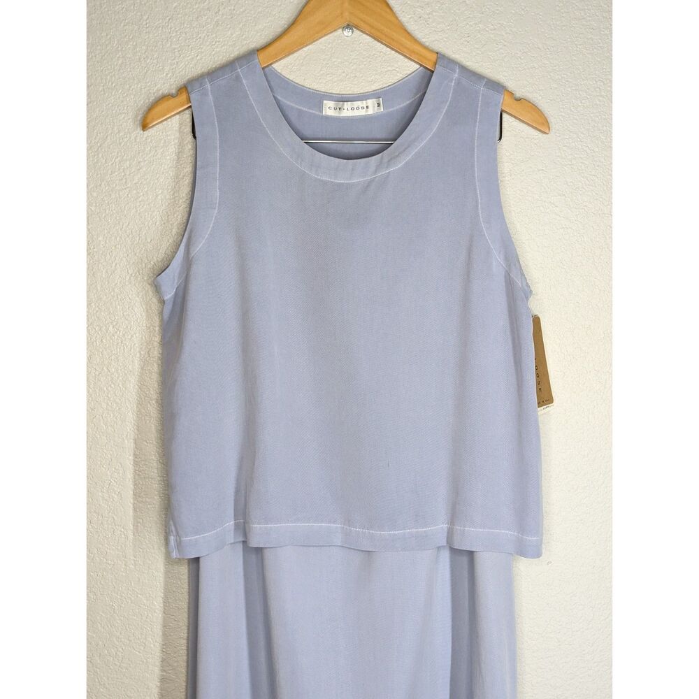 NWT Cut Loose 2 Pc Set Lagenlook Slvless Top Maxi Skirt Sz M Tencel W/ Flaw Blue - Picture 3 of 11